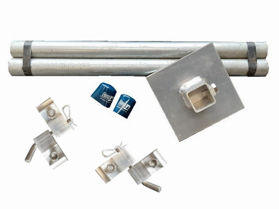 KIT "POTEAU" 6' (2 POTEAUX 6', 2 PLAQUES, 2 CAPUCHONS BLEUS, 1 KIT PENTURE) - NATUR